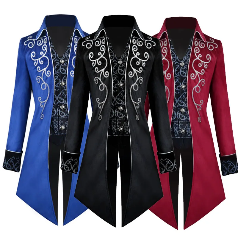 Cosplay Costume Men Medieval Costume Halloween Men Steampunk Gothic Victorian Jacket