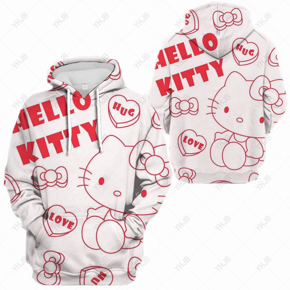 

Cartoon Hello Kitty 3D Printed Hoodie Sweatshirts Men Women Fashion Pullover Harajuku Streetwear Pocket Hoodies Children's hoody