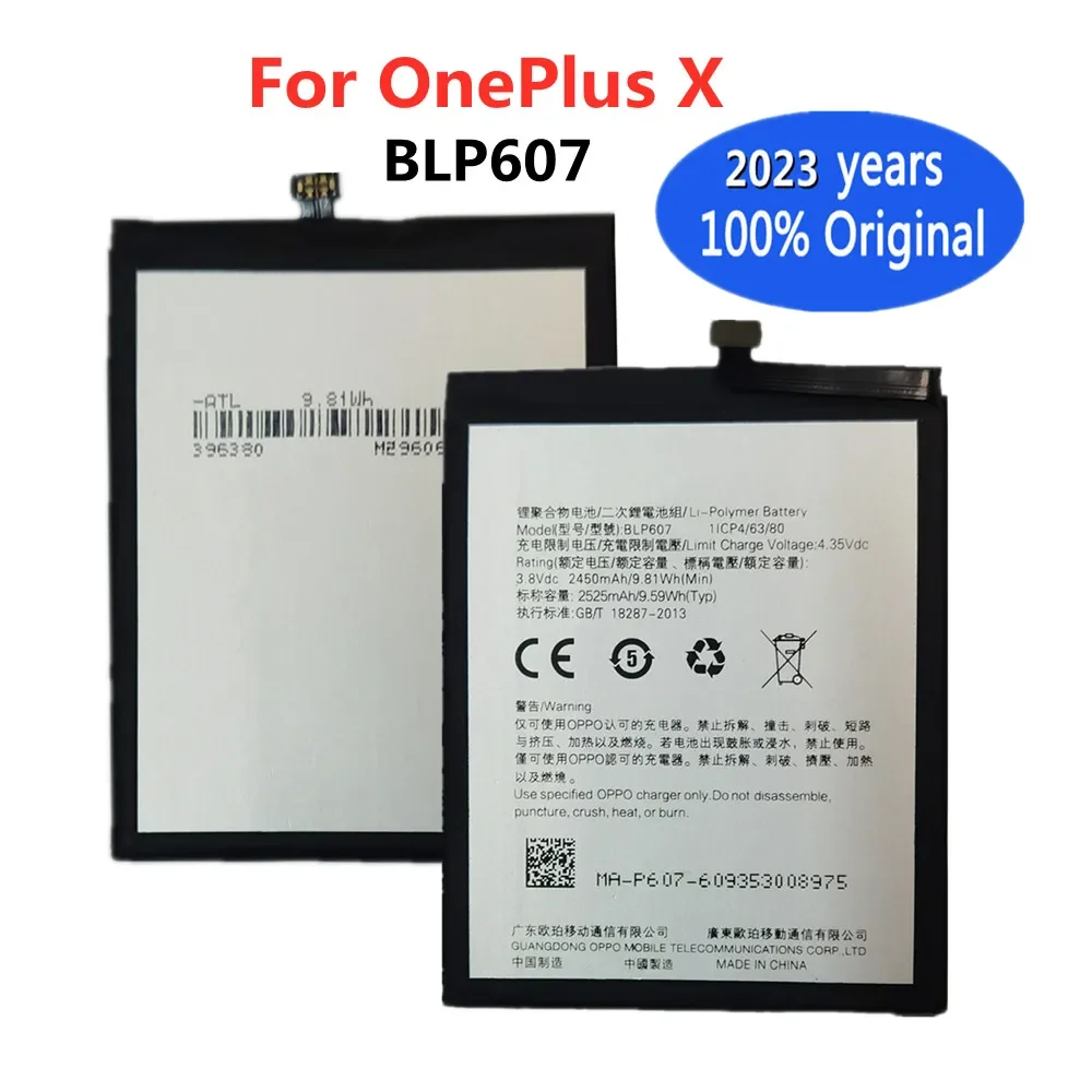 2023 New Original One Plus X BLP607 Replacement Battery Bateria Batterij For OnePlus X E1001 BLP 607 Cell Mobile Phone Batteries