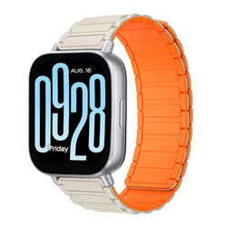 Silicone Magnetic Sports Strap - 22mm Smartwatch Replacement Band for Redmi Watch 5 Lite (Starlight Orange)