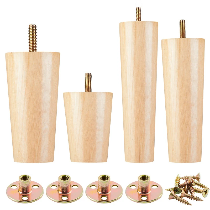 Solid Wood Sofa Legs for Furniture Set of 4 Wooden Furniture Legs Support Feet Shoe Feet