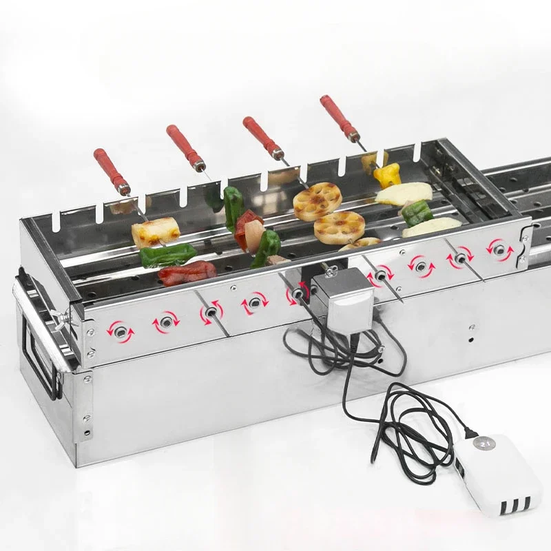 Fully Automatic BBQ Flip Rack Adjustable Width Rolling BBQ String Machine 5V Connect To Power Bank AC/DC