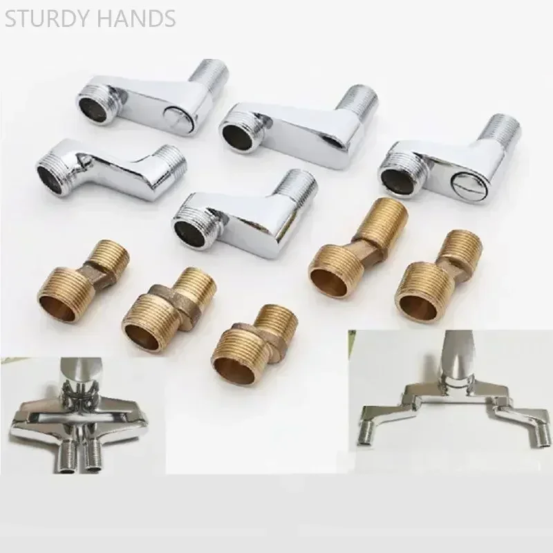 2Pcs Shower Faucet Curved Foot Adjustable Adapter Solid Brass Wall Mounted Replacement Angle Valve Kitchen Bathroom Accessories 2