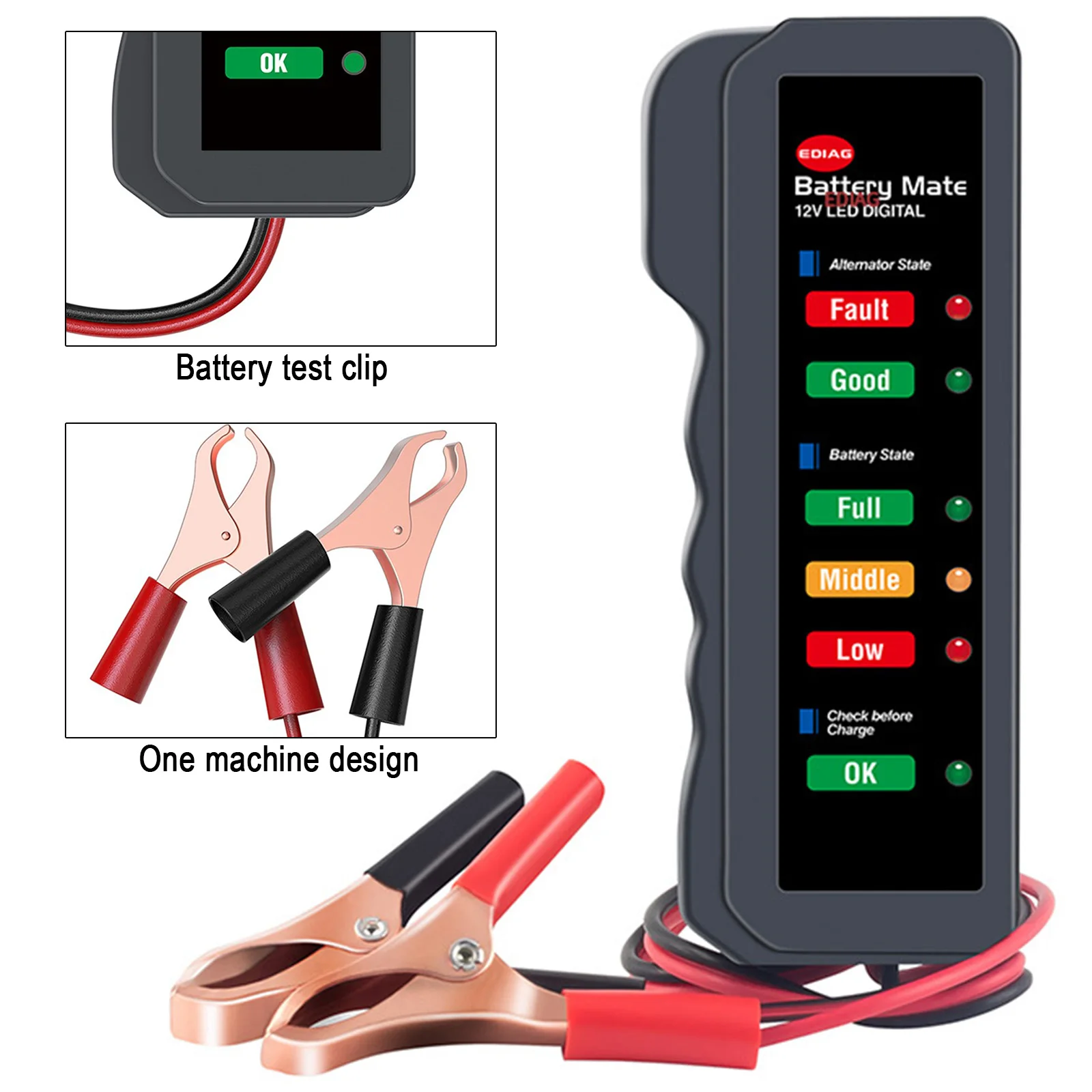 미니 12V 자동차 배터리 테스터 디지털 발전기 테스터 6 LED 조명 디스플레이 자동차 진단 도구 자동 배터리 테스터 분석기