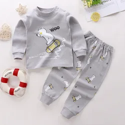 2024 Premium Cotton Kids' Pajama Set - Long Sleeve T-Shirt & Pants - 120cm (GrayC52)