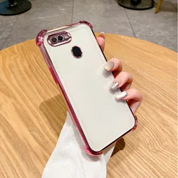 Clear Electroplate Shockproof Phone Case Bumper for OPPO A7N (Pink)