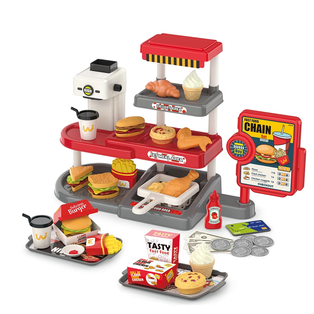 71pcs Pretend Play Fast Food Toys Play Set Simulation Mini Toy Kitchen Set For Kids