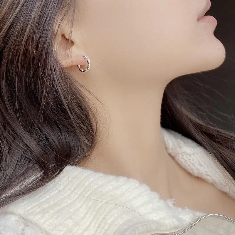 여성용 올리브 브랜치 후프 귀걸이, 심플한 상감, 웨딩 쥬얼리 액세서리