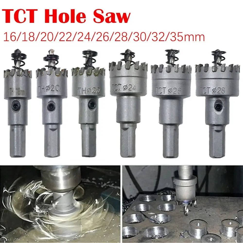 Silver Alloy TCT Hole Saw Drill Bit 16-35mm for Metal Pipe