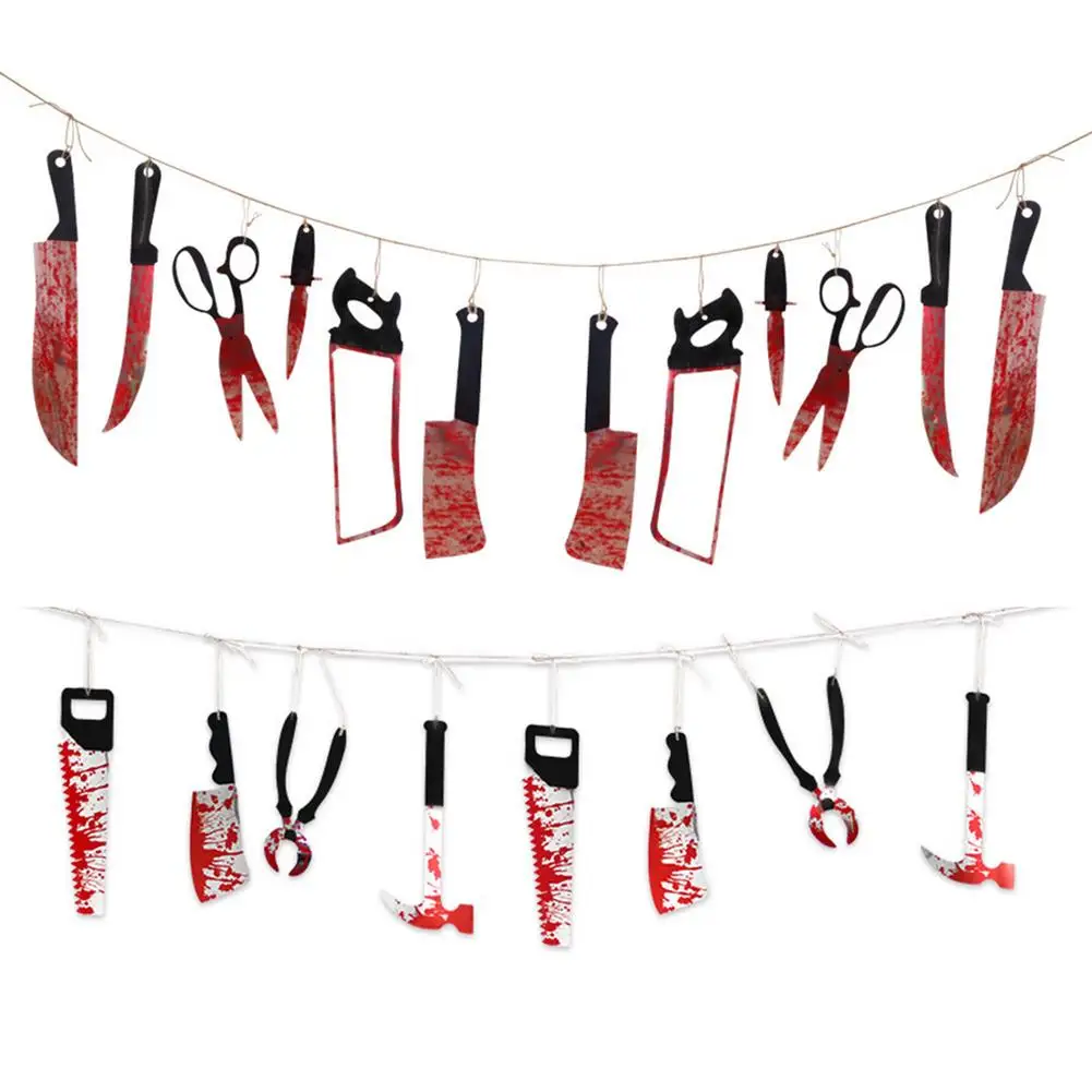 

8/12pcs Halloween Cutter Hangings Scary Decor Props For Party Bar Haunted House Decoration Props Horror Blood Charm Adornments