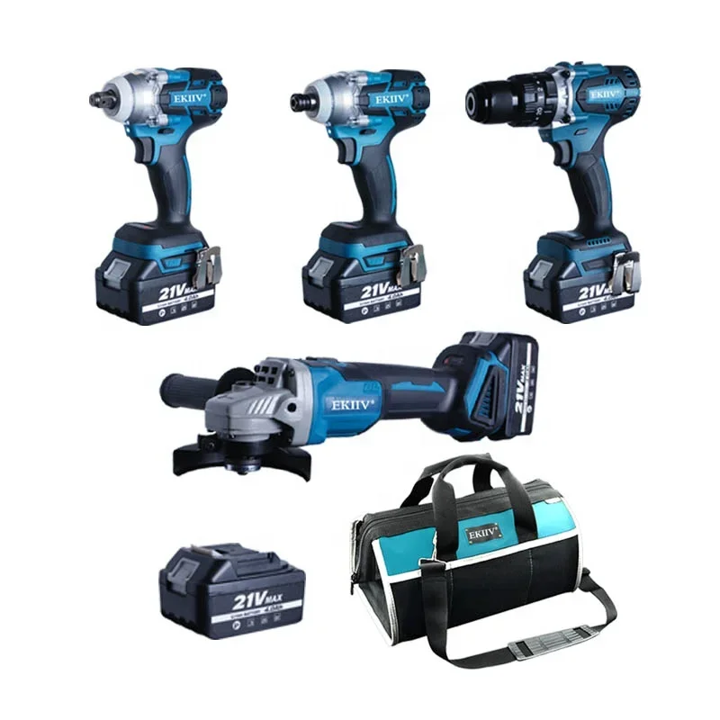 EKIIV brushless angle grinder cordless lightweight cordless hammer drill lithium-ion combo kit for sale