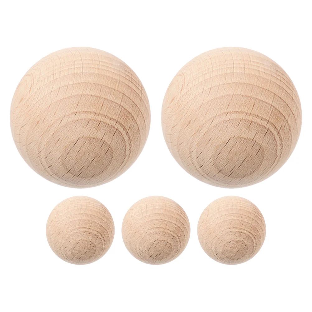 5 Pcs Beech Croquet Ball for Sculpting Lawn Balls Game Replacement Golf Small Wooden Round Rounds Child