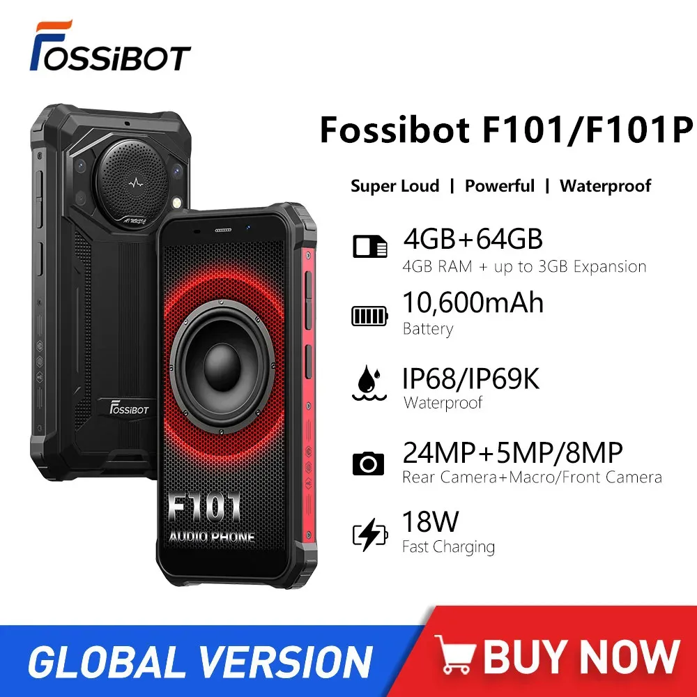 FOSSiBOT F101 P Rugged 4G Smartphone Octa Core 4GB+64GB 5.45Inch Android 12 Mobile Phone 24MP 10600mAh Battery 18W Fast Charging google pixel 3 3xl smartphone 4gb 128gb rom android 9 0 octa core snapdragon 845 1080 x 2160 pixels fast charging 18w