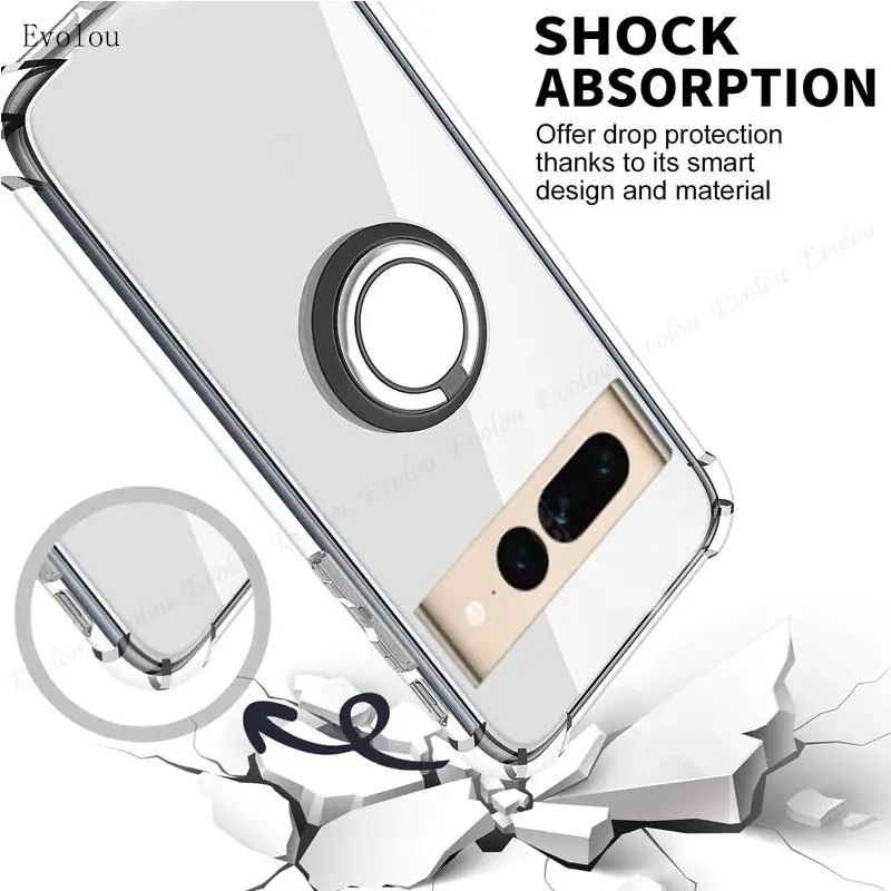 Enhanced Magnetic Ring Holder Transparent Silicone Case