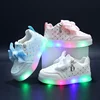 LED Girls Shoes Girls Cute Bow Kids Sneakers Fashion Luminous Sole Children Casual Shoes Zipper Student Walking Shoes Кроссовки 1