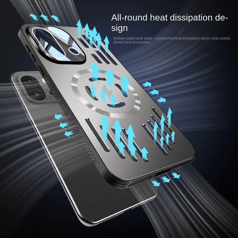 Premium Hard Metal Wireless Charging Case with Heat Dissipation & Magnetic Back Cover