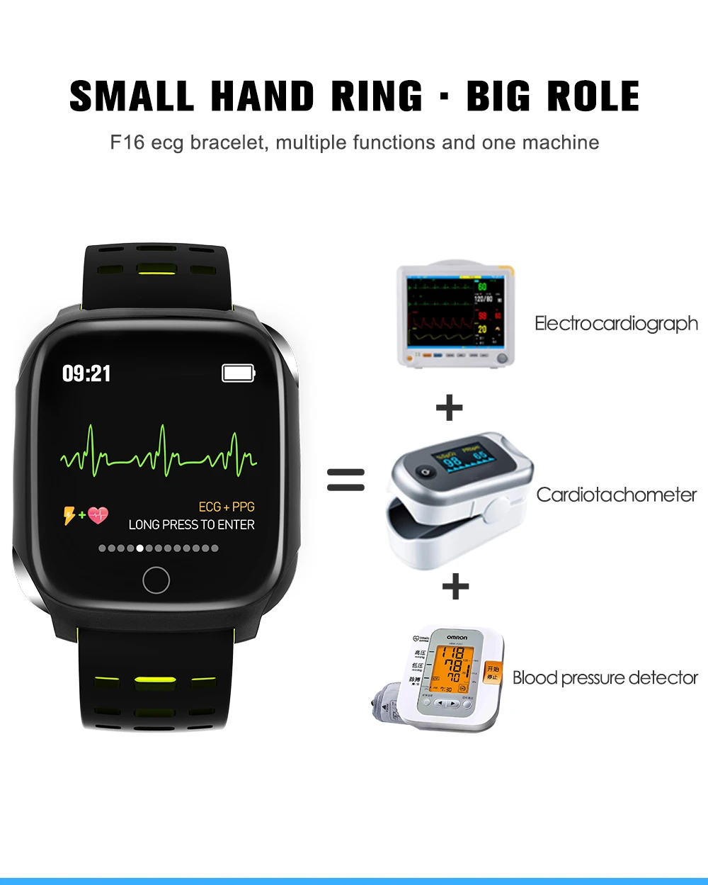 New F16 Smart Bracelet ECG+PPG Pedometer Alarm clock Smart Watch Men Heart Rate Blood Pressure Waterproof Smart Wristband/band