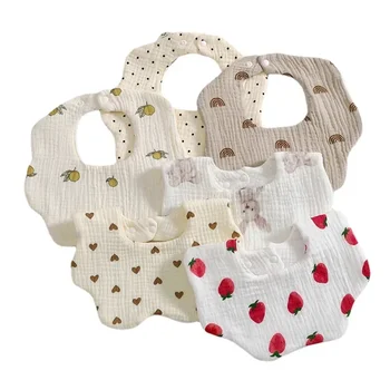 Bavaglini per bambini 6 strati di garza di mussola per bambini Bandana Alimentazione Panno per ruttino Morbido neonato Asciugamano per saliva Neonata Ragazzo Accessori