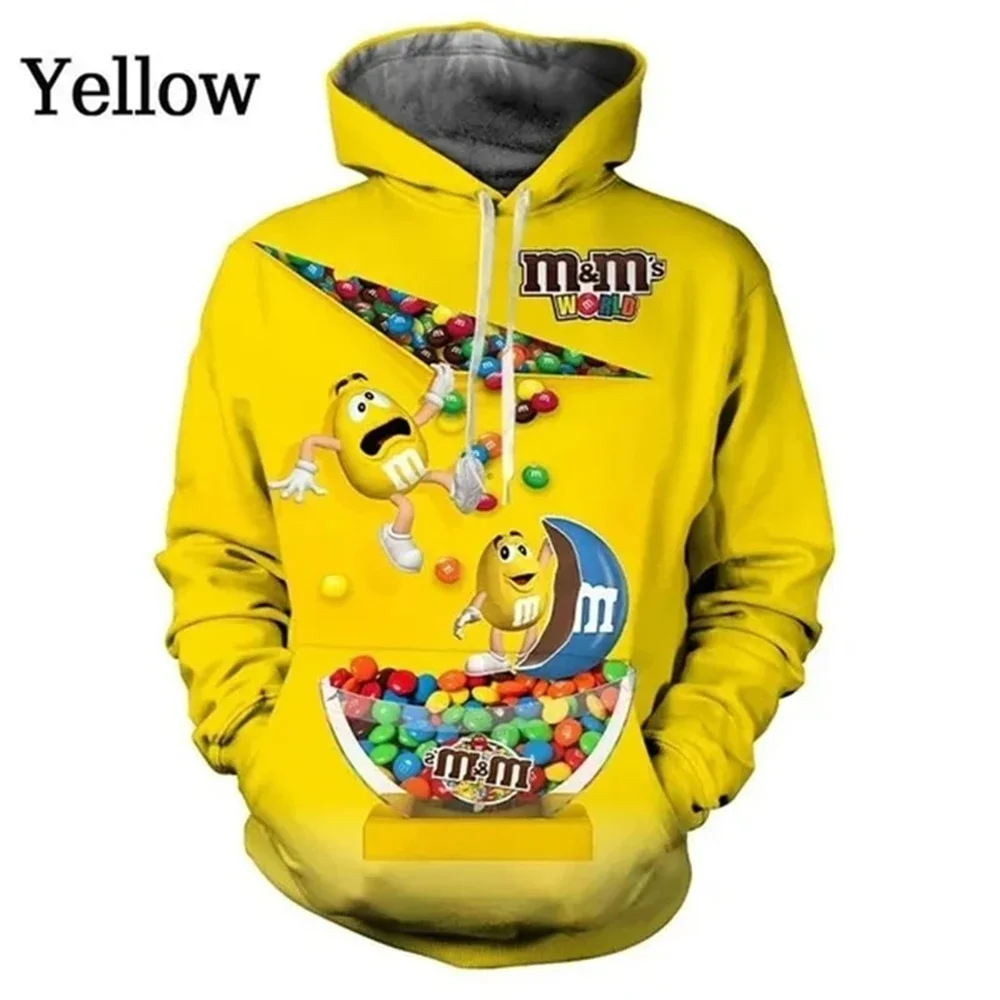 thumbnail image 1 of Sudadera con capucha y estampado 3D gráfico de M&M Chocolate Beans, manga larga, otoño, para hombre, moda urbana, chándal de gran tamaño, 1 of 5