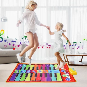 Tapis de Piano Musical pour enfants, 20 touches, Piano au sol avec 8 sons d’instruments, 5 Modes Paly