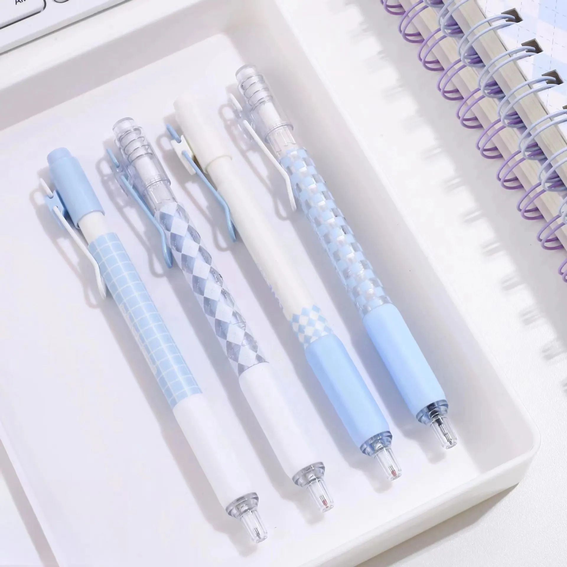 4 blue and white neutral pens, fast drying, smooth writing, suitable for students to write daily office work - 3