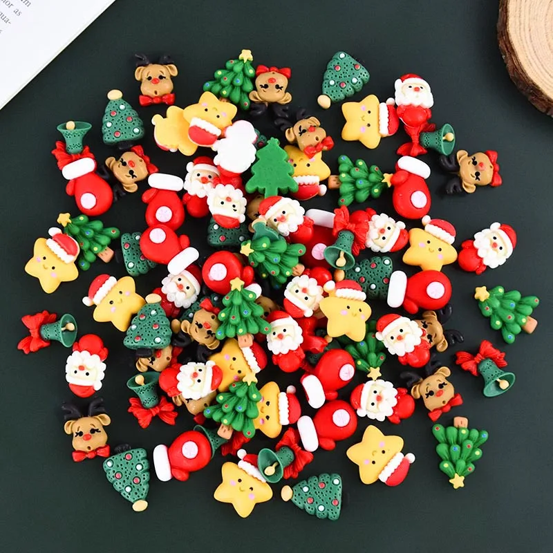 10/20/50 Stück Weihnachtsanhänger zum Basteln, Flatback, Weihnachtsmann, Weihnachtsbaum, Glocke, Hirschperlen, Miniatur-Ornamente, Mini-Weihnachtsdekoration – Detail 8