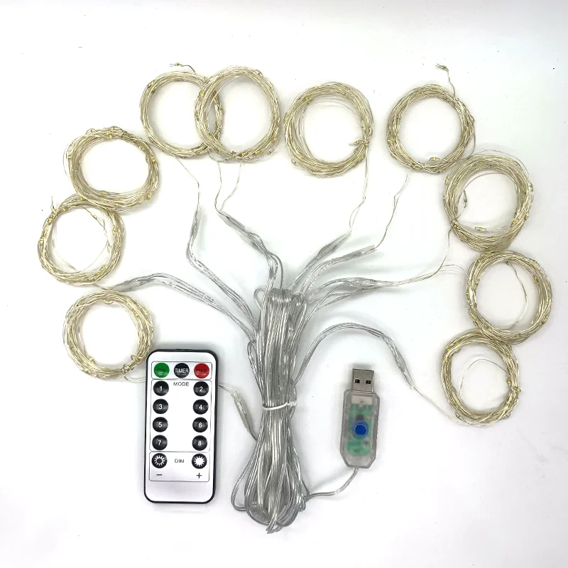 Iluminación LED de cuento de hadas, cortina de guirnalda para habitación, Año Nuevo, boda, decoración navideña, iluminación para el hogar, lámpara