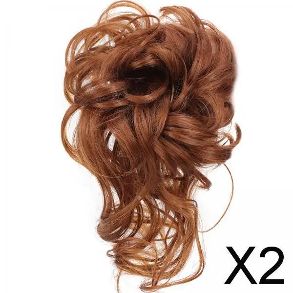 2xElastic Bun Chignon Scrunchies Portable Natural Messy Hair Circle for Girls 30