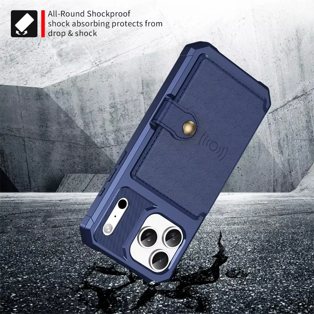 Universal Wallet Phone Case with Card Holder and Hybrid Rubber Bumper Design