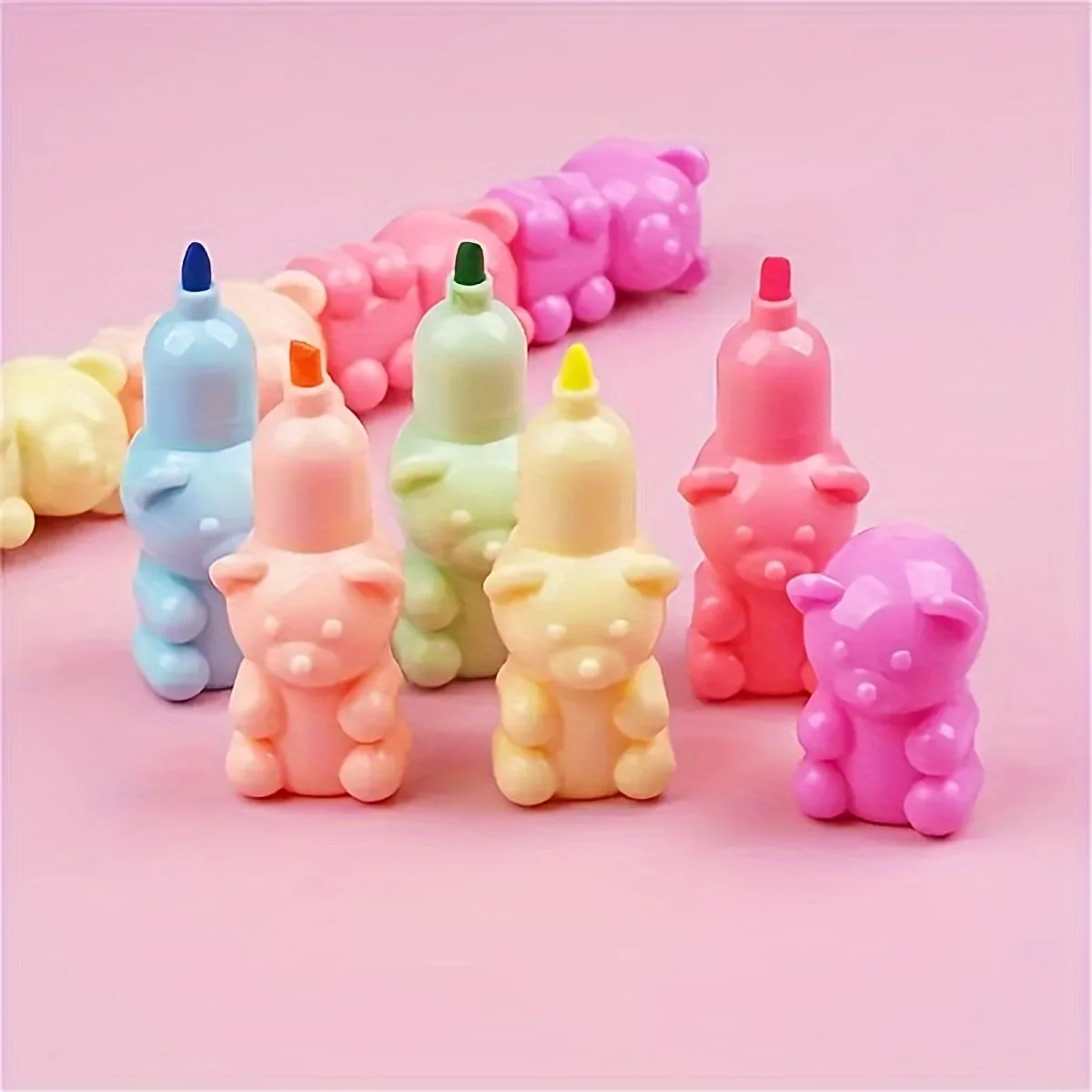 5색 곰 패턴 마커 펜 2개 - 형광 그래피티, 창의적인 그래피티 및 학생 프로젝..