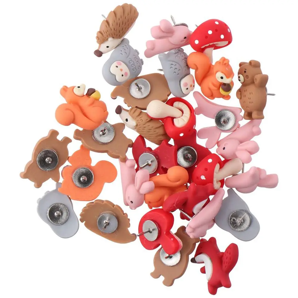 

50PCS Resin and Metal Animal Thumb Tacks Bulletin Boards Multi-Color Irregular Cute Tacks Animal Shape Wall