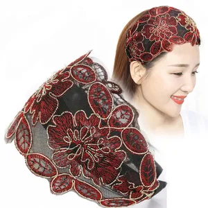 Women's Elegant Silk Flower Hairband Vintage Lace Adjustable Headdress Fashion Printed Hairband