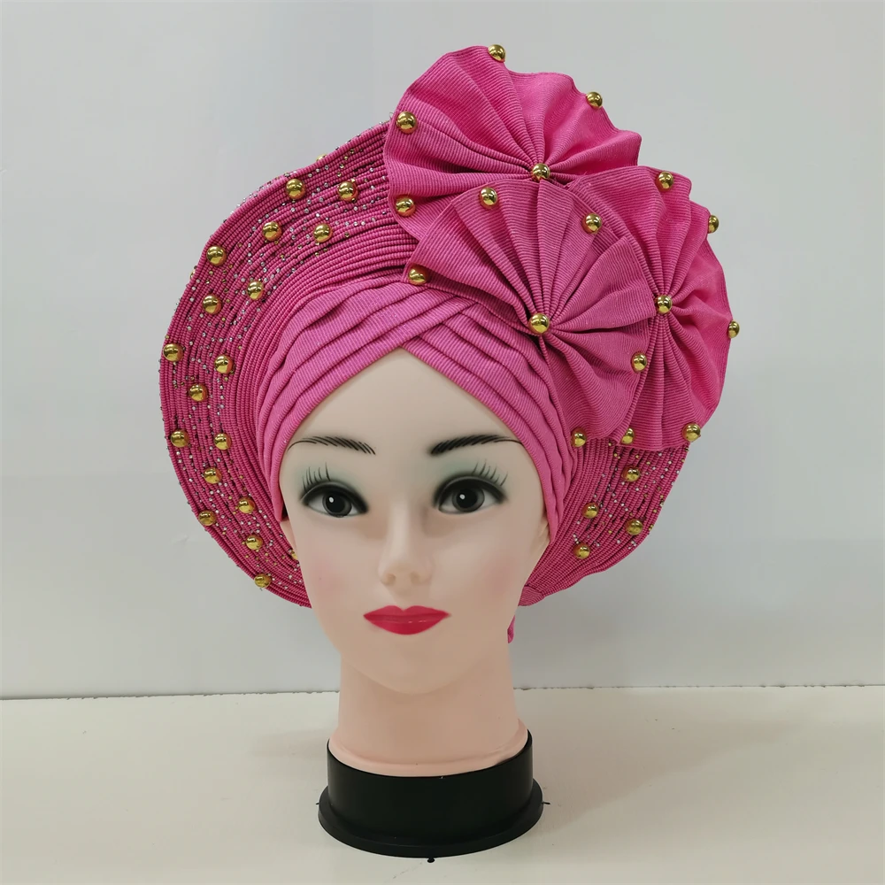 

Turbante Africano African Headties Auto Gele Turban Women Headwrap Aso Oke Nigerian Hairtie Femme Hats 2023 High Quality Wedding