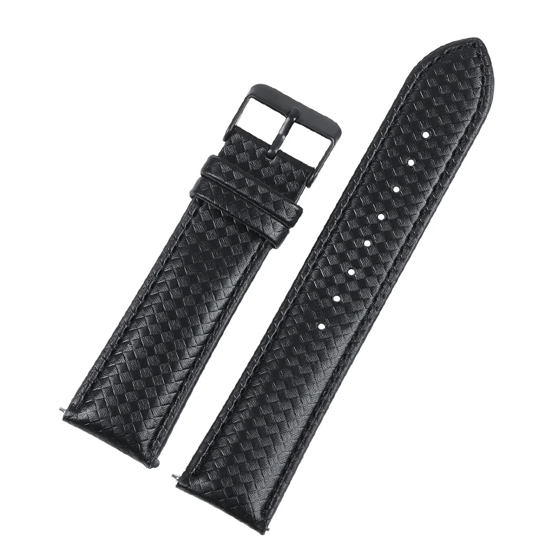 Genuine Leather Carbon Fiber Quick Release Watchband Strap