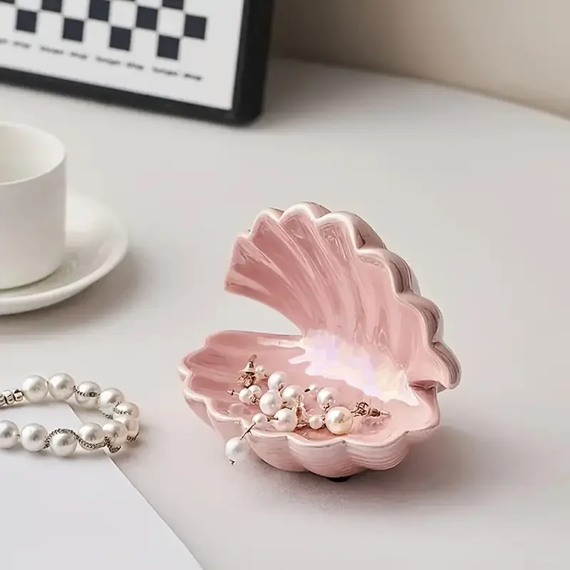 Creative Mini Ceramic Shell Jewelry Storage Tray Jewelry Necklace Display Desktop Jewelry Birthday Gift for Friends 3