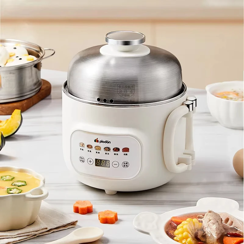 1.6L Electric Rice Cooker Multicooker Foldable Handle Cooking Pot Mini Hotpot Pan Soup Baby Food Pot Kitchen 600W
