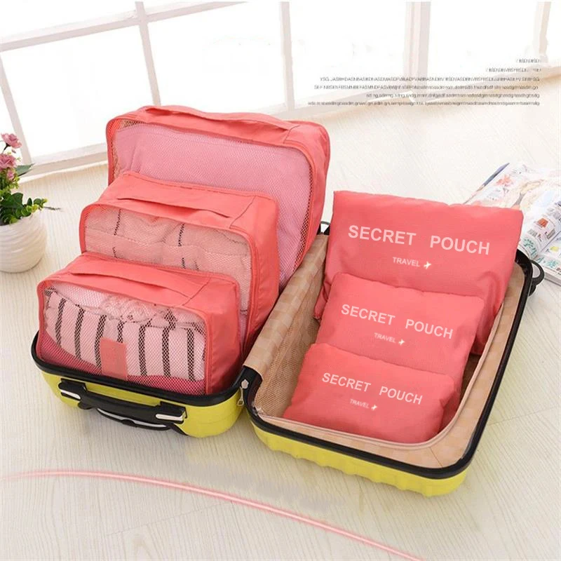 6pcs Travel Organizer Set - Durable Oxford Fabric, Fashionable Women's Packing Cubes For Clothes & Underwear, Hand Washable 3