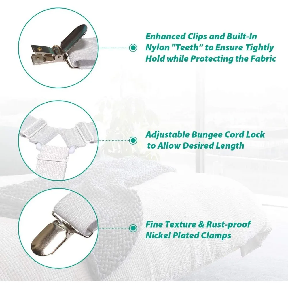 Sheet Straps Sheet Holders Sheet Buckles-Elastic Adjustable Sheet Holders for Wrinkled Sheets