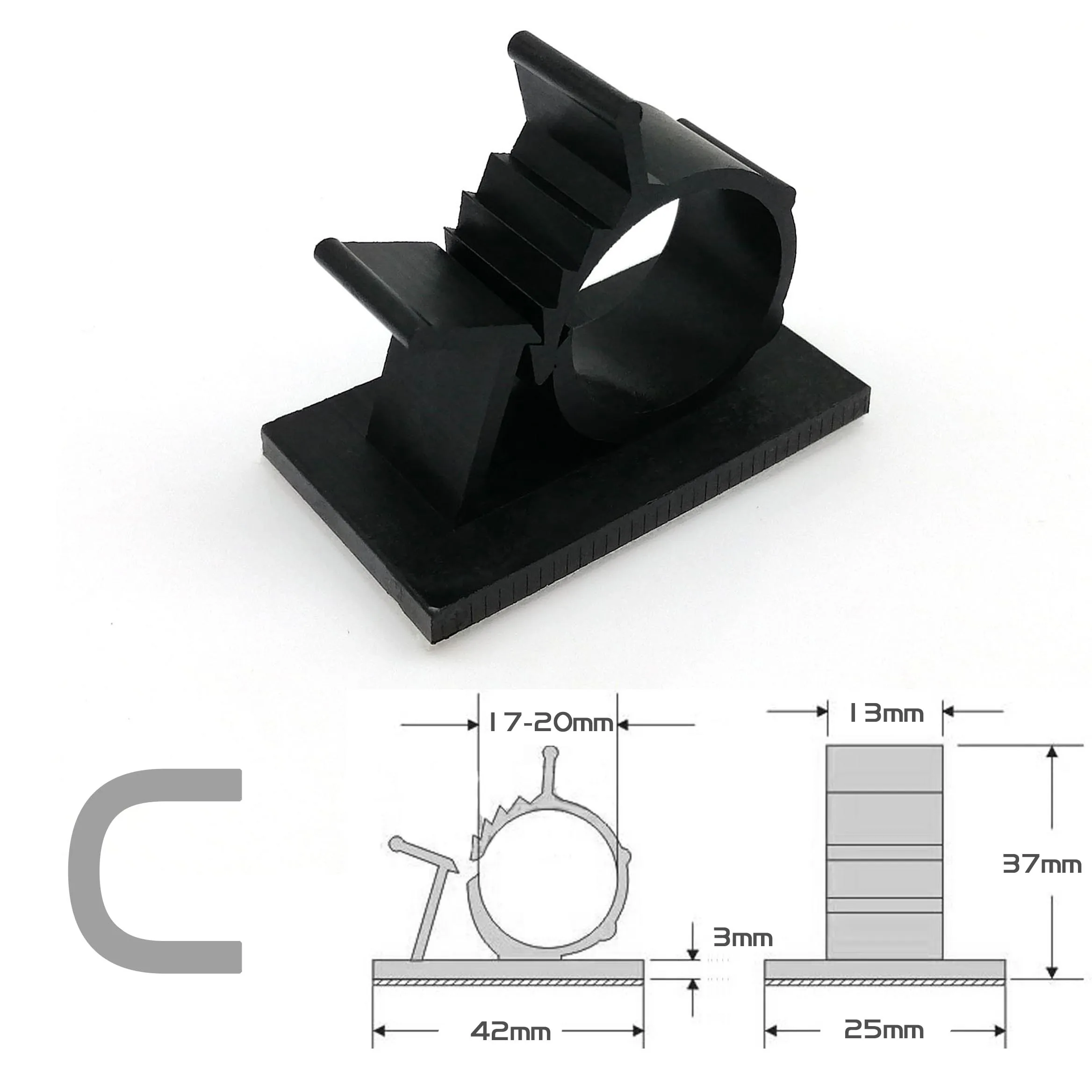 5 Stück schwarz weiß Nylon Kunststoff selbstklebende Kabelklemmen Clips Drahtkabel Stromleitung Halter Management Organizer Loop Fixer – Detail 4