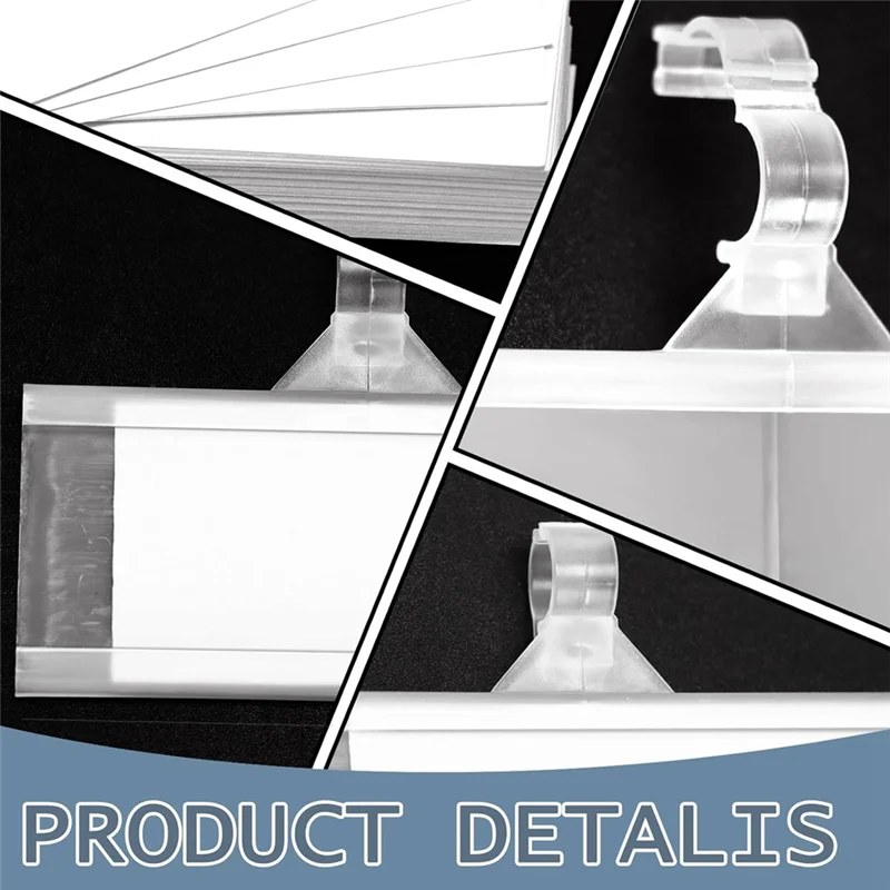 100 조각 플라스틱 와이어 선반 라벨 홀더, 잠금 장치가있는 재사용 가능한 가격 라벨 홀더, 슈퍼마켓 백화점 용