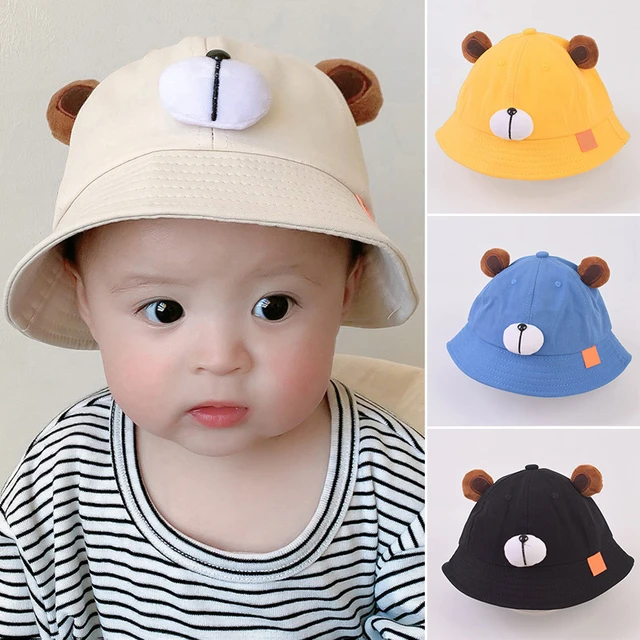 Cute Bear Baby Bucket Hat Cartoon Ear Infant Fisherman Cap Spring Summer  Wide-brim Kids Boy Girl Panama Sun Hats - AliExpress