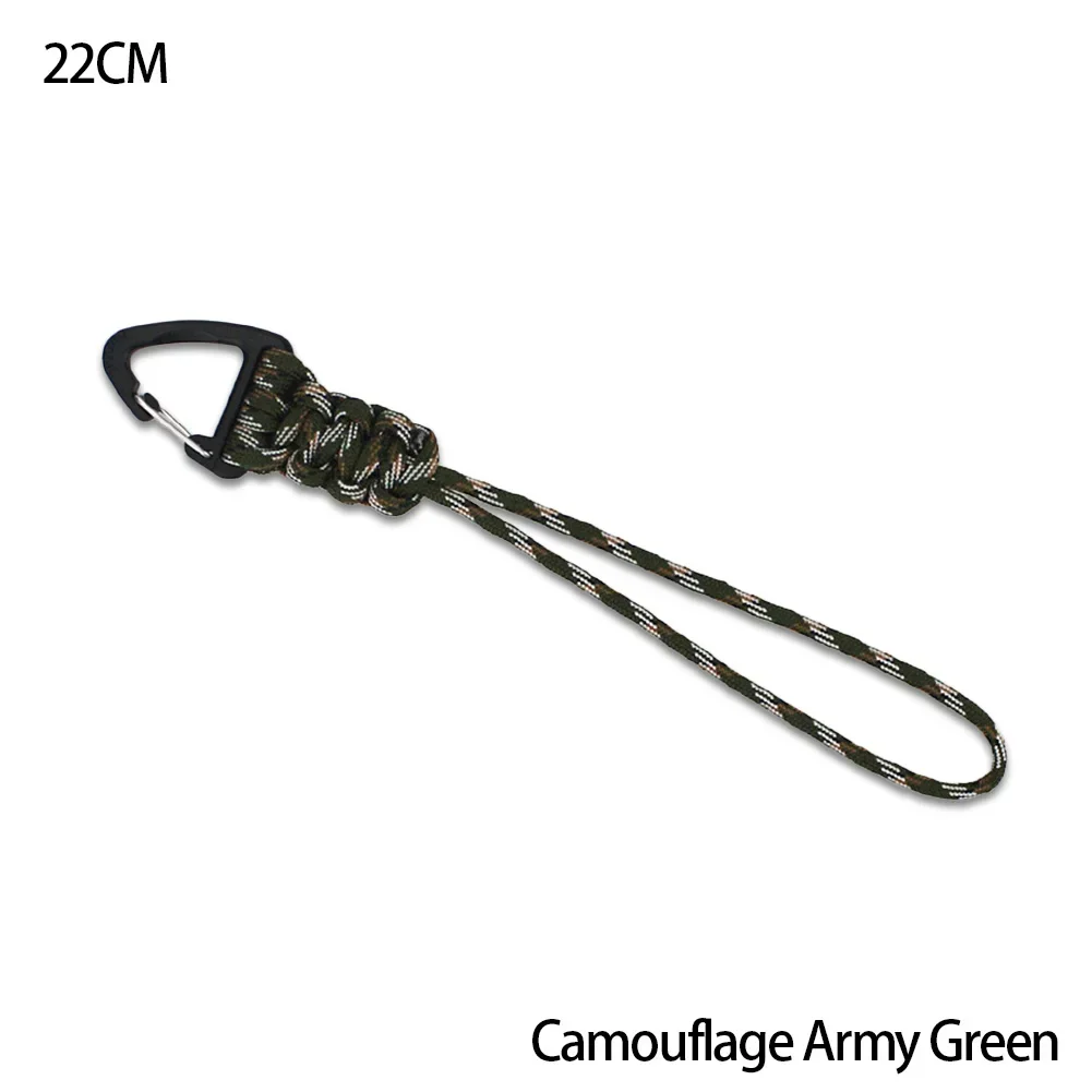 Braided Nylon Paracord Keychain with Metal Triangle Buckle and Carabiner
