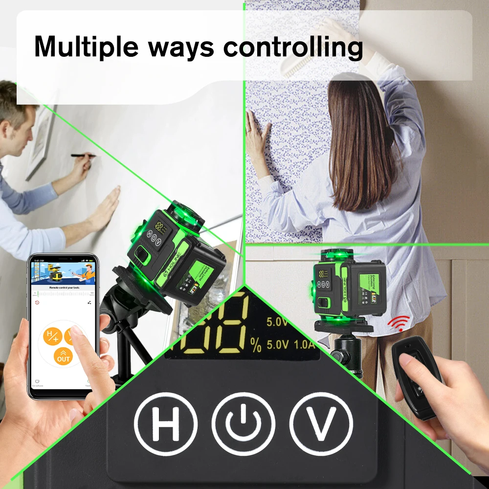 16 Lines Laser Level APP Remote Control Horizontal Vertical Levels Machine Power