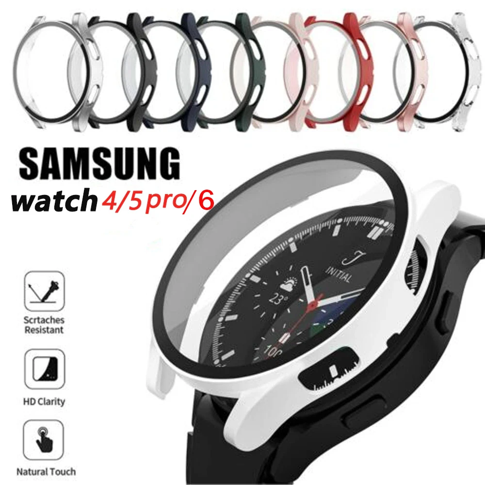 Cover for Samsung Galaxy Watch 5 pro 45mm 4 40mm 44mm 20mm accessories PC Bumper Screen Protector Glass Galaxy watch 6 case watch screen protector case,watch cover,watch protective case,watch case,watch protective cover,watch screen protector