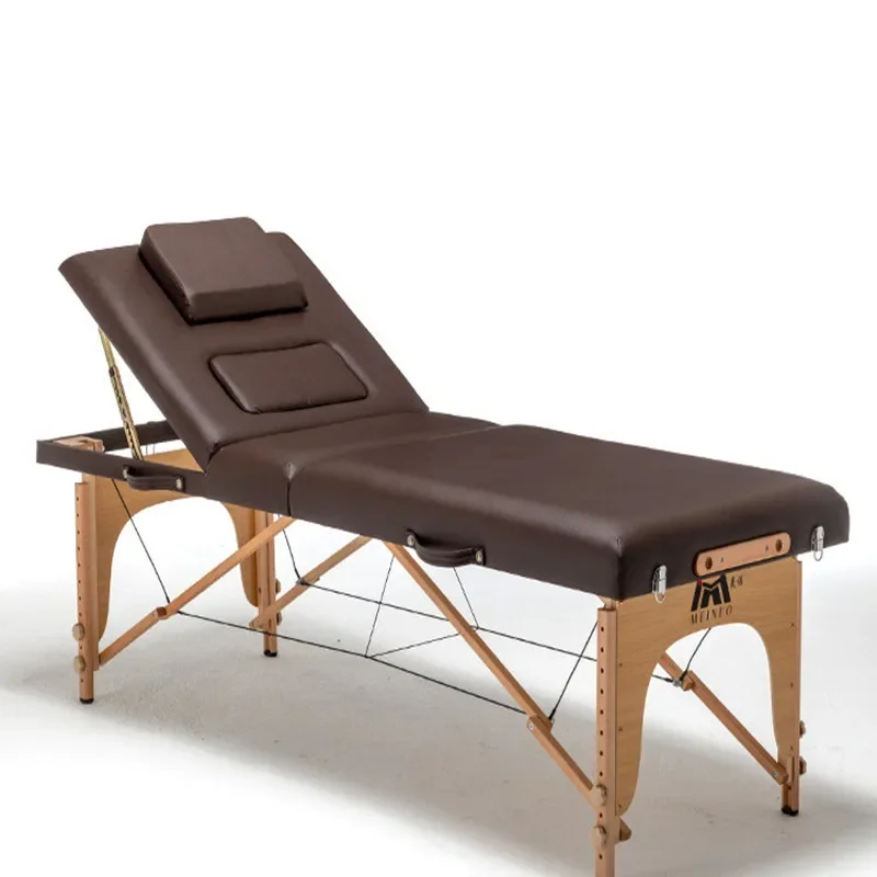 

Домашняя мебель, деревянная кожаная трехскладная портативная тату-кровать с сумкой и отверстиями для груди, подушка для патио