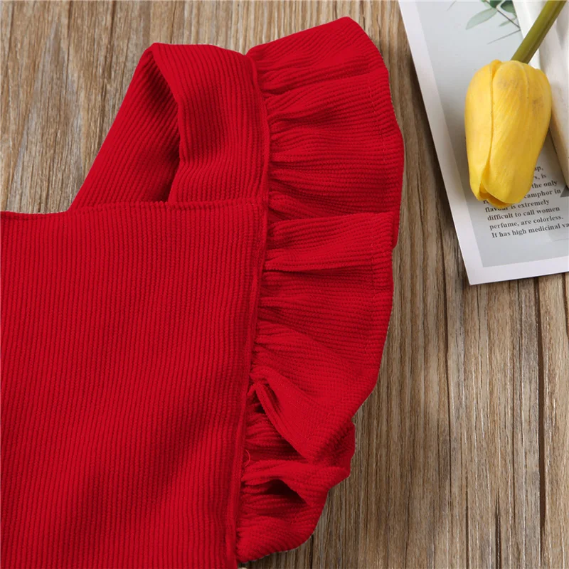 Blotona Baby Girls Solid Color Suspender Skirt Sleeveless Square Collar Large Hem High Waist Dress Ruffles