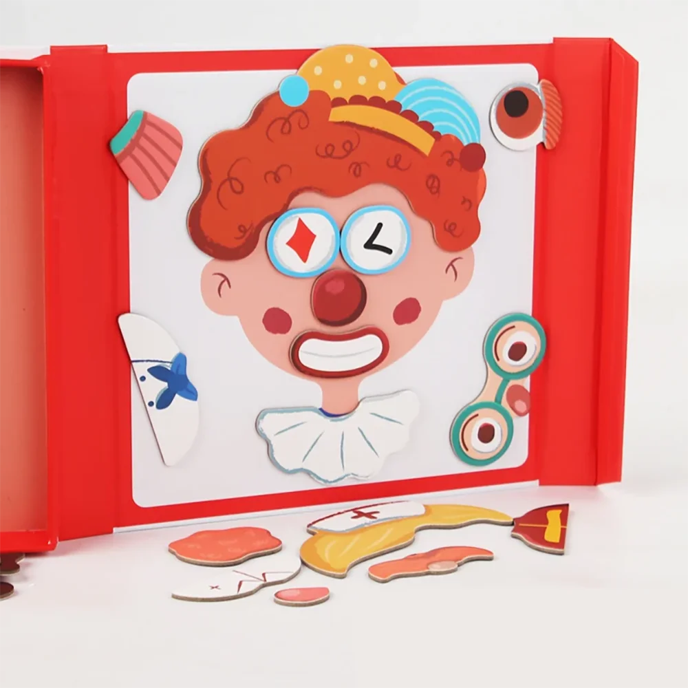 Magnetic Puzzle Boy Face Dress Up Game Book Shaped S.T.E.M. Montessori Toys Learning Educational Gift for Ages 3+