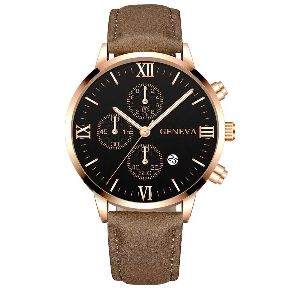 Fashion Geneva Men Date Alloy Case Synthetic Leather Analog Quartz Sport Watch Male Clock Top Brand Luxury Relogio Masculino 