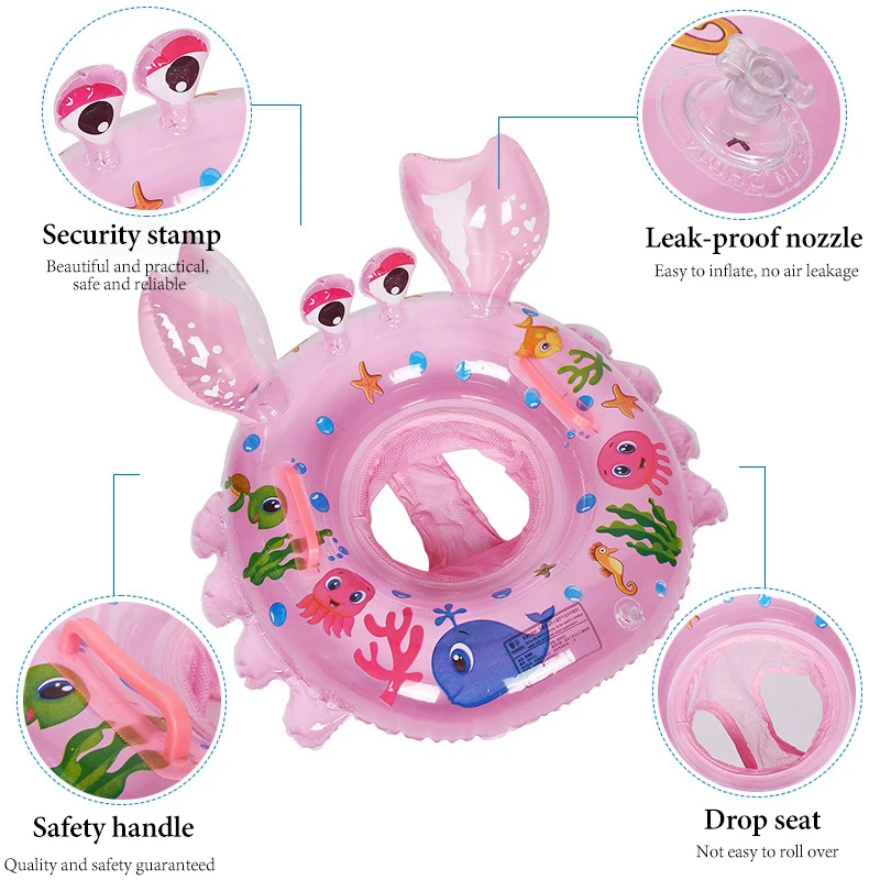 

Baby Inflatable Swimming Ring Toys Summer Outdoor Foldable Water Floating Crab Seat Row Underarm Circle Pool Accessories Girle