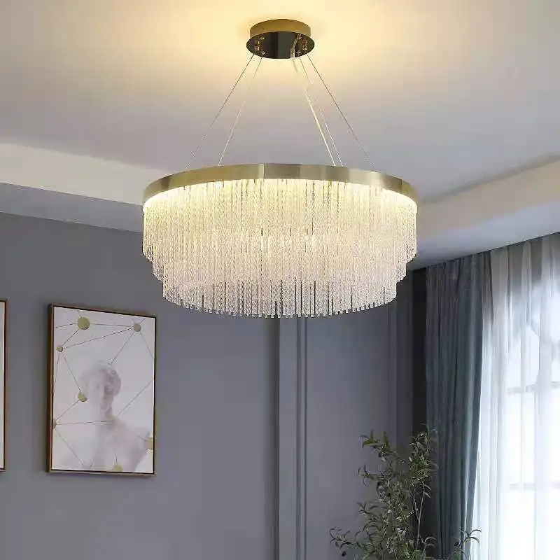 

Nordic Lamp Main Living Room Postmodern Light Luxury High-End Bedroom Lamp Atmospheric Home Restaurant Crystal Pendant Light